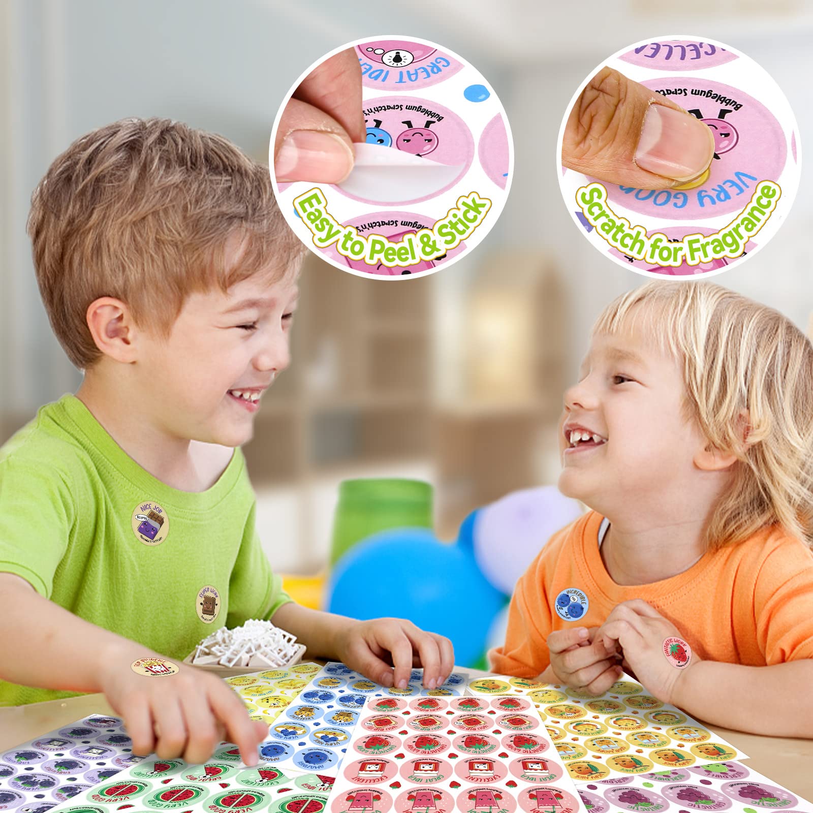 Scratch and Sniff Stickers, 864 Pieces Fruits and Foods Smelly Stickers, 12 Different Scents, 36 Sheets, Reward Motivate Stickers for Kids, Teachers, Parents, Crafts, Party Favor, Christmas Gift