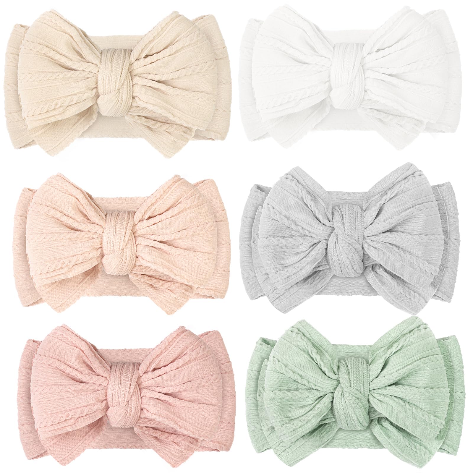Photo 1 of Yxiang 6PCS Super Stretchy Soft Baby Headband,Cute Big Bows Head Wrap Nylon Headband for Baby Girls Newborn Infant Toddlers
