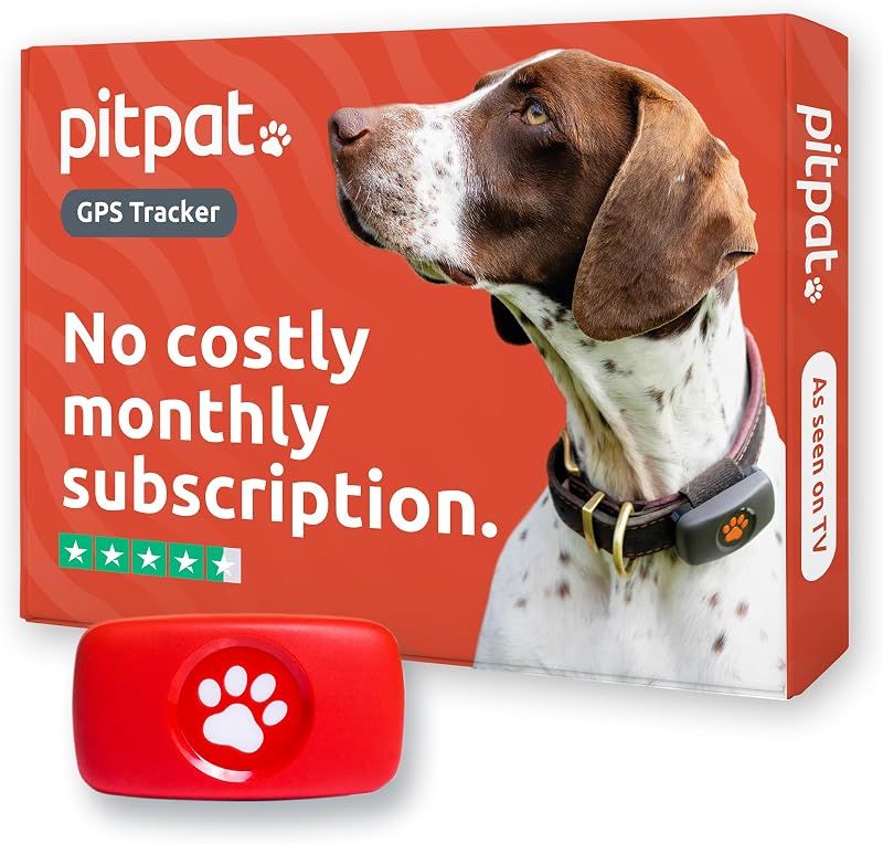 PitPat GPS Dog Tracker No Monthly Fees Red - All Dog Sizes, Waterproof