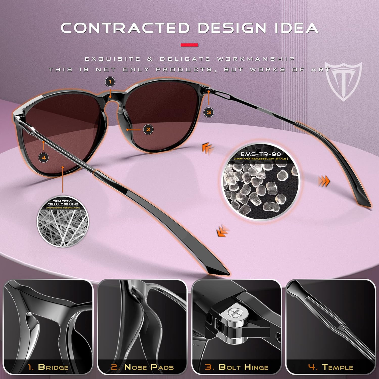 ATTCL Sunglasses for women - Ultralight Driving Polarized Round Womens sunglass UV400 Protection Black+Black+blue 1013: Clothing