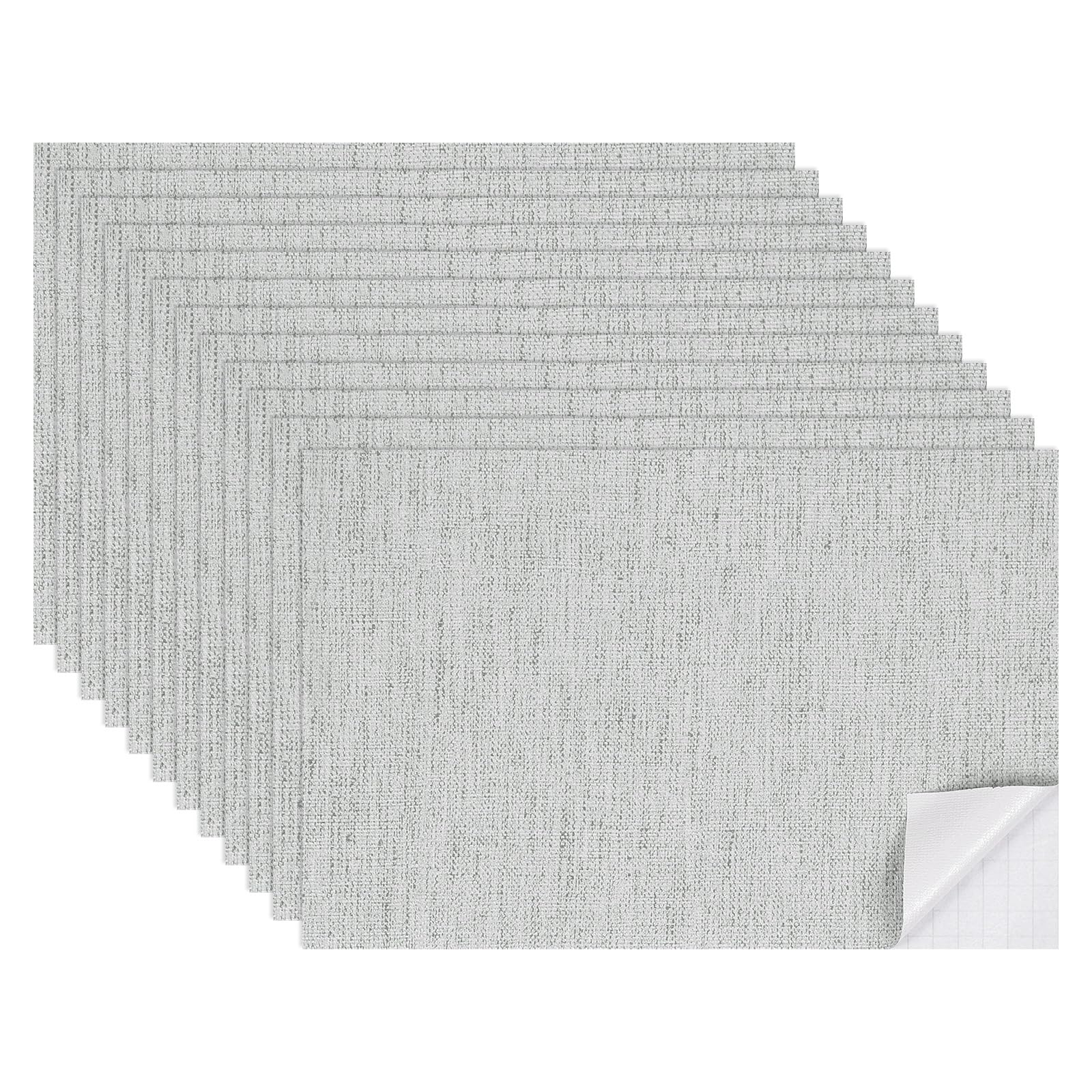 sourcing map 12 Sheets Miniature Dollhouse Wallpaper, Linen Texture Self-Adhesive PVC Flooring Wall, Mini Wall Decor for Dollhouse Sand Table Model Accessories 11.81 x 7.87 Inch (Light Gray)