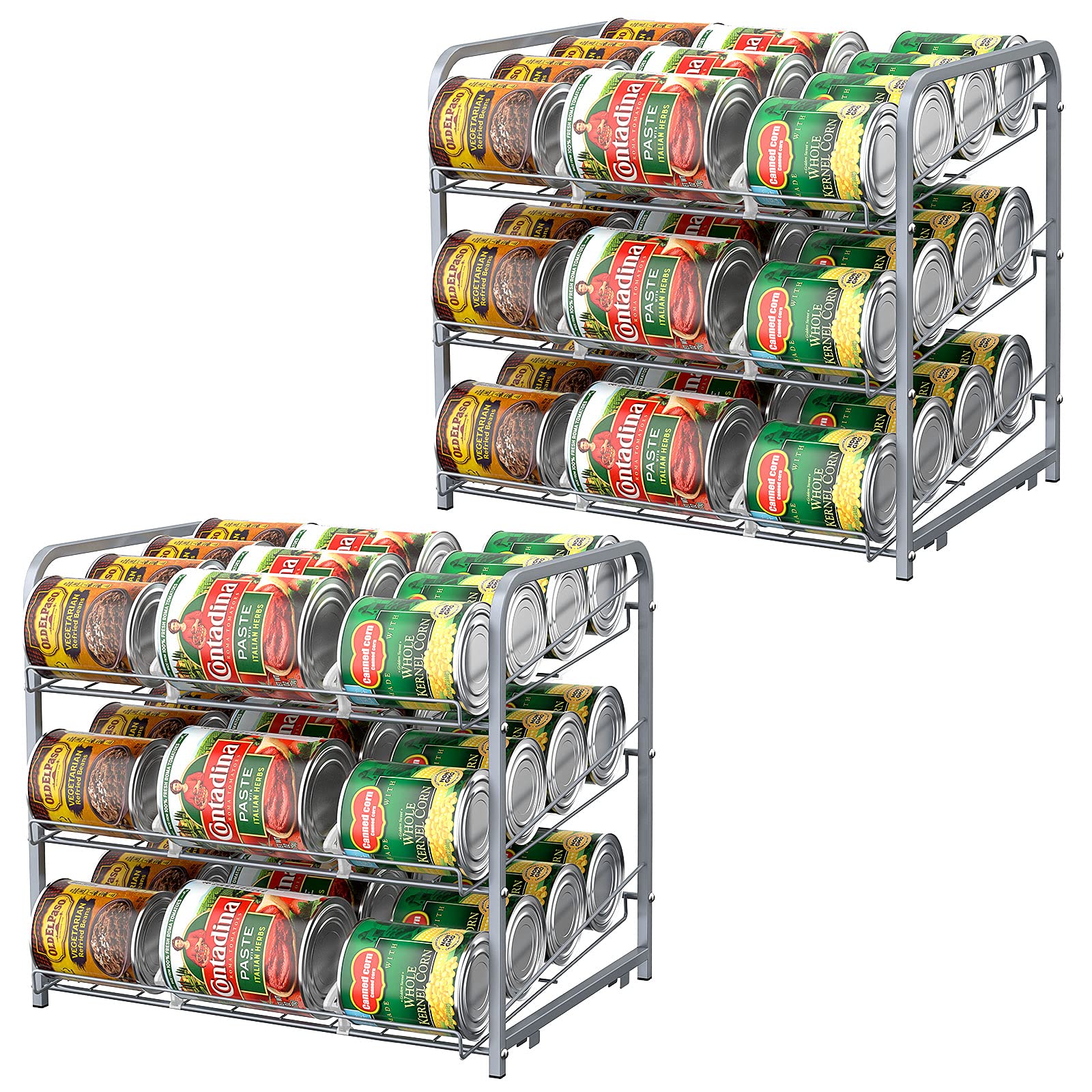 Photo 1 of BTY Can Organizer for Pantry Stackable 2 Pack, Can Storage Organizer Rack Stacking Can Dispensers Small Space Holds up to 36 Cans for Pantry, Kitchen, Cabinet- Silver