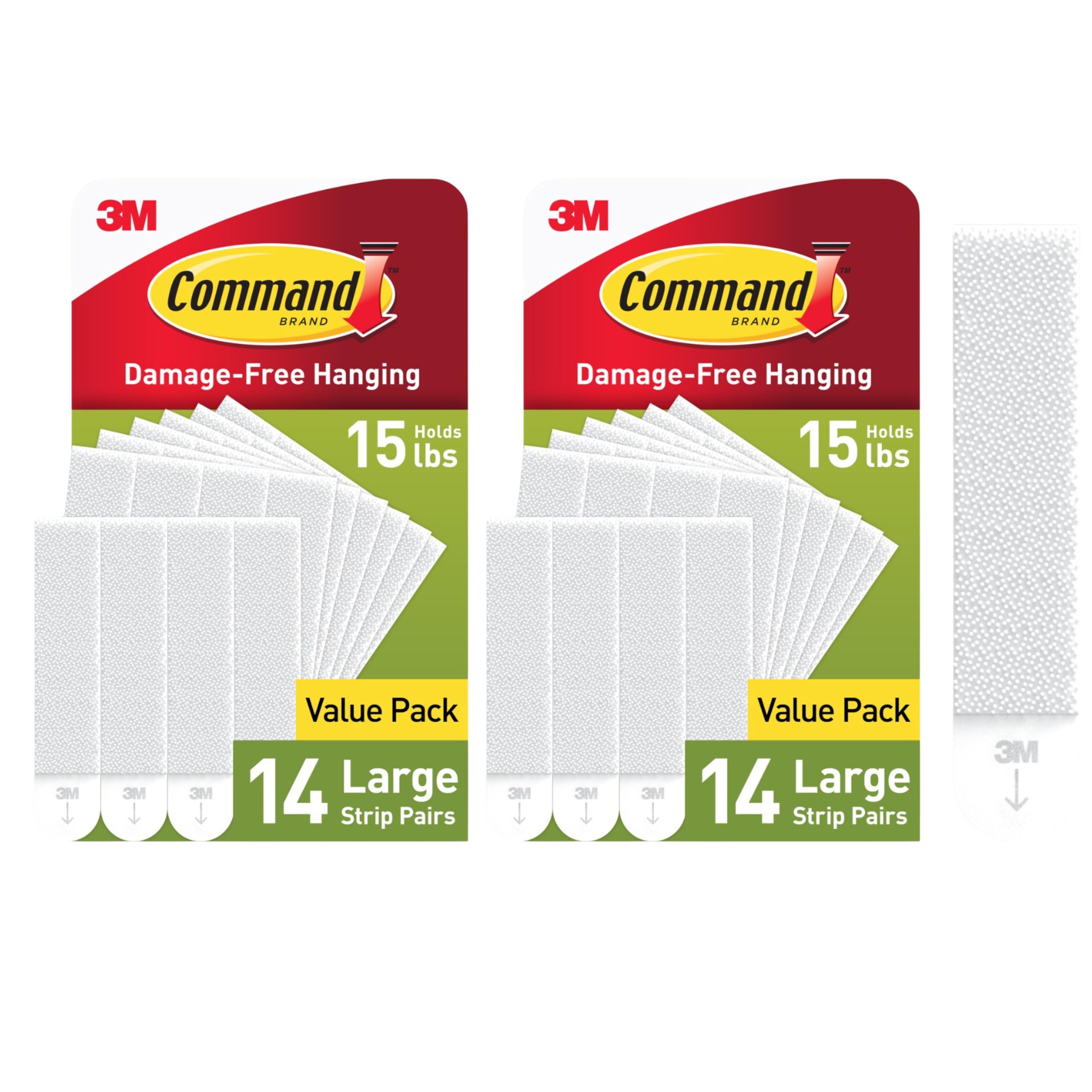 Photo 1 of Command 15 lb Large Picture Hanging Strips 28 Pairs (56 Strips), Damage-Free Hanging Picture Hangers, No Tools Wall Hanger for Home Decor, White Adhesive
