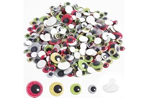 KIGEAPUEL 400PCS Glitter Googly Eyes 4 Sizes Googly Eyes Self Adhesive for Crafts Multi Colors Wiggle Eyes for Halloween DIY Art Projects Craft Supplies
