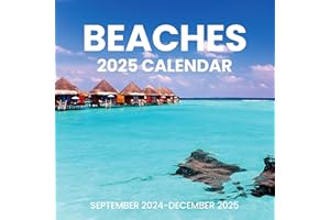 SUNEE Calendar 2025 for Wall, 2025 Large Wall calendar 12x12 Inches with 16 Months from Now to December 2025, Thick Glossy Paper, 12" x 24" (Open), Beaches