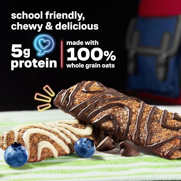 KIND KIDS SCHOOL FRIENDLY BLUEBERRY MUFFIN AND CHOCOLATE CHIP OAT BARS VARIETY PACK, TREE NUT AND PEANUT FREE, GLUTEN FREE, MADE WITH WHOLE GRAIN OATS, 5G PROTEIN, 15 COUNT