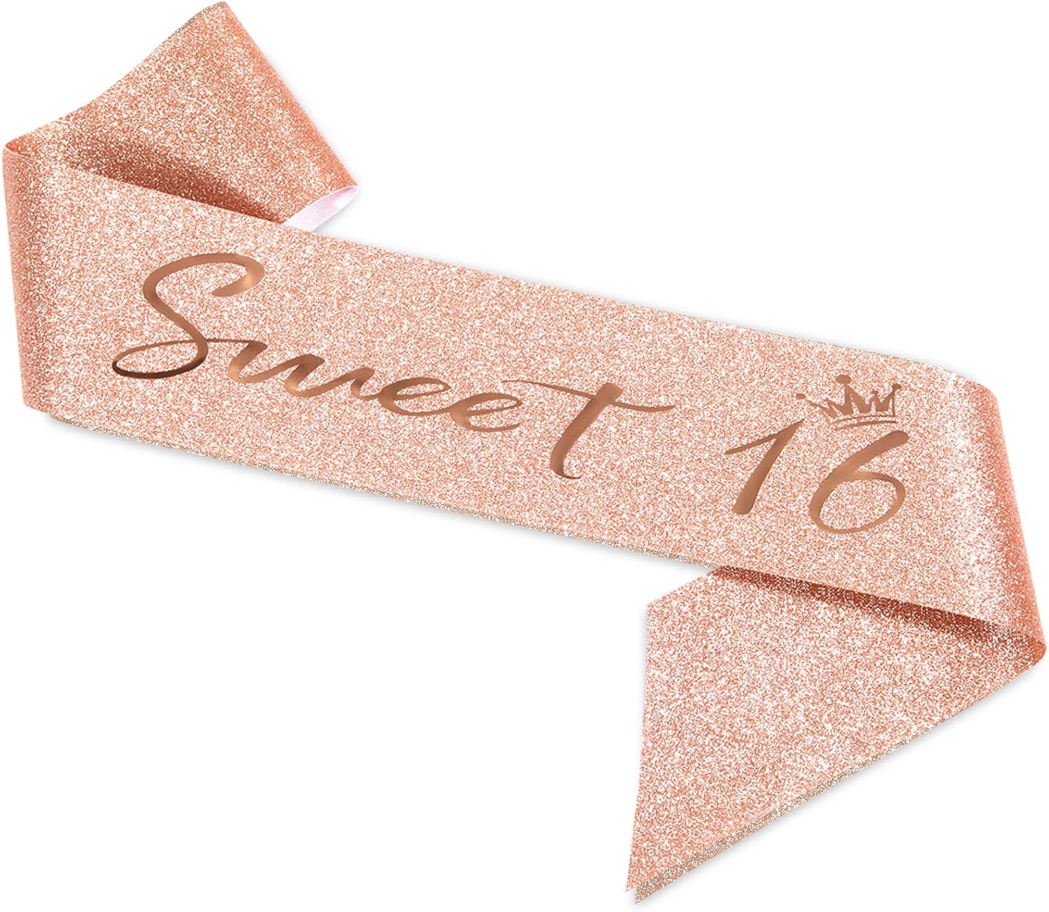 SZHUIHER 16th Birthday Tiara and Sash for Girls Sweet Sixteen Party Favor Supplies, Rose Gold - Image 4