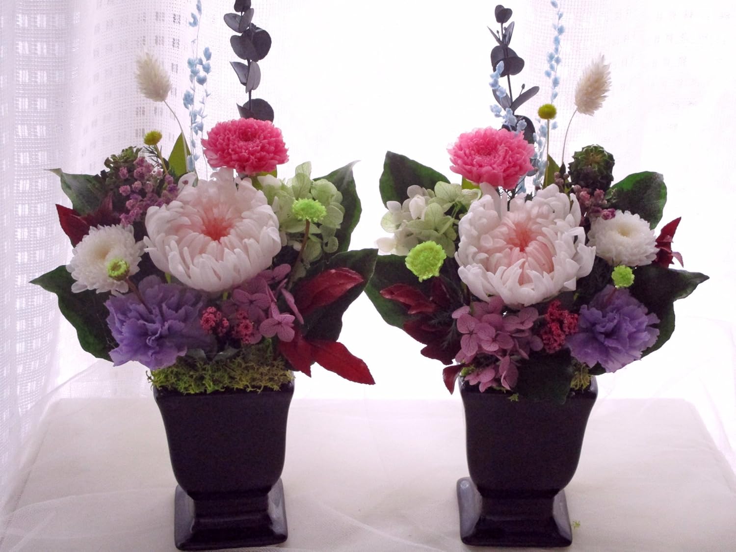 プリザーブドフラワー仏花 命日 四十九日 一周忌 三回忌 現代仏壇 黒