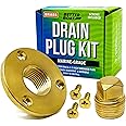 Brass Boat Drain Plug Kit, 1/2" Threaded Transom Plug, Marine-Grade Garboard Thru-Hull Drain Plug