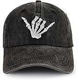 Spooky Halloween Baseball Cap, Funny Adjustable Embroidered Washed Vintage Cotton Skeleton Hand Hat for Men Women