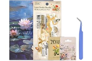 Gryast 286pcs Scrapbook Supplies Paper Journaling Aesthetic Supplies Vintage Ephemera Junk Journal kit for Art Sticker Book Bullet Journals Planners Collage Decoupage Decor Gifts (Blooming Pond)