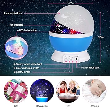 lizber baby night light moon star projector