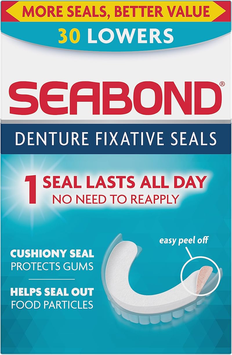 Seabond Denture Fixative Seals Soft Adhesive Cushions 30 Lowners Zinc Free