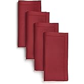 D'Moksha Homes Red Linen Napkins Set of 4 - Classic Hemstitch 100% Pure Linen Hemstitch Dinner Napkins 20 x 20 Inch for Mothers Day, Spring - Handcrafted and Machine Washable