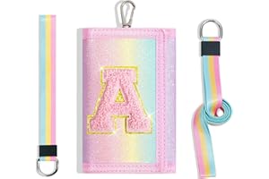 COTMCOR Girls Wallet for Kids Initial Pink Wallets, Christmas Stocking Stuffers Birthday Gifts Ideas for 6 7 8 9 10 11 12 Year Old Teen Girl, Sparkly Cute Toddler Purse Valentines Gift Trendy Stuff, Letter A