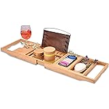 Bamboo Bathtub Tray - Perfect Expandable Bathtub Caddy with Reading Rack or Tablet Holder, This Premium Bath Tray Includes a 