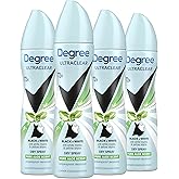 Degree UltraClear Antiperspirant Deodorant Dry Spray 4 pack for 72h Nonstop Sweat Protection For Women Pure Aloe Scent Anti White Marks And Yellow Stains 3.8 Oz