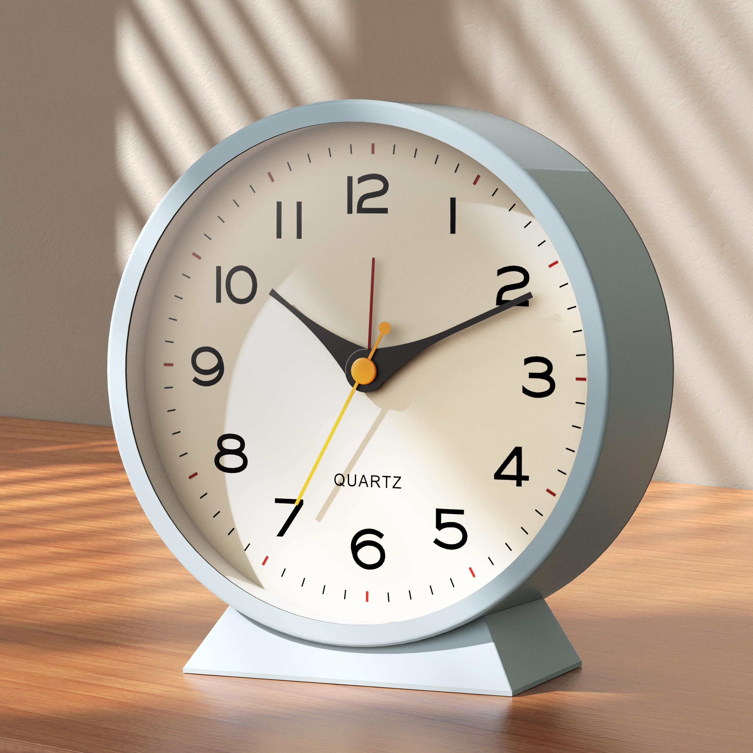 Photo 1 of AYRELY® 4.5" Analog Alarm Clock,Small Retro Desk Clock Battery Operated,Slient Metal Table Clock with Light for Living Room Decor,Bedroom,Bedside,Shelf (Light Blue)1049397254
