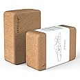 Trideer Cork Yoga Blocks, 2 Pack Natural Cork Blocks, High Density with Non Slip Surface, Eco-Friendly Accessories and Ideal for Yoga, Pilates, Stretching
