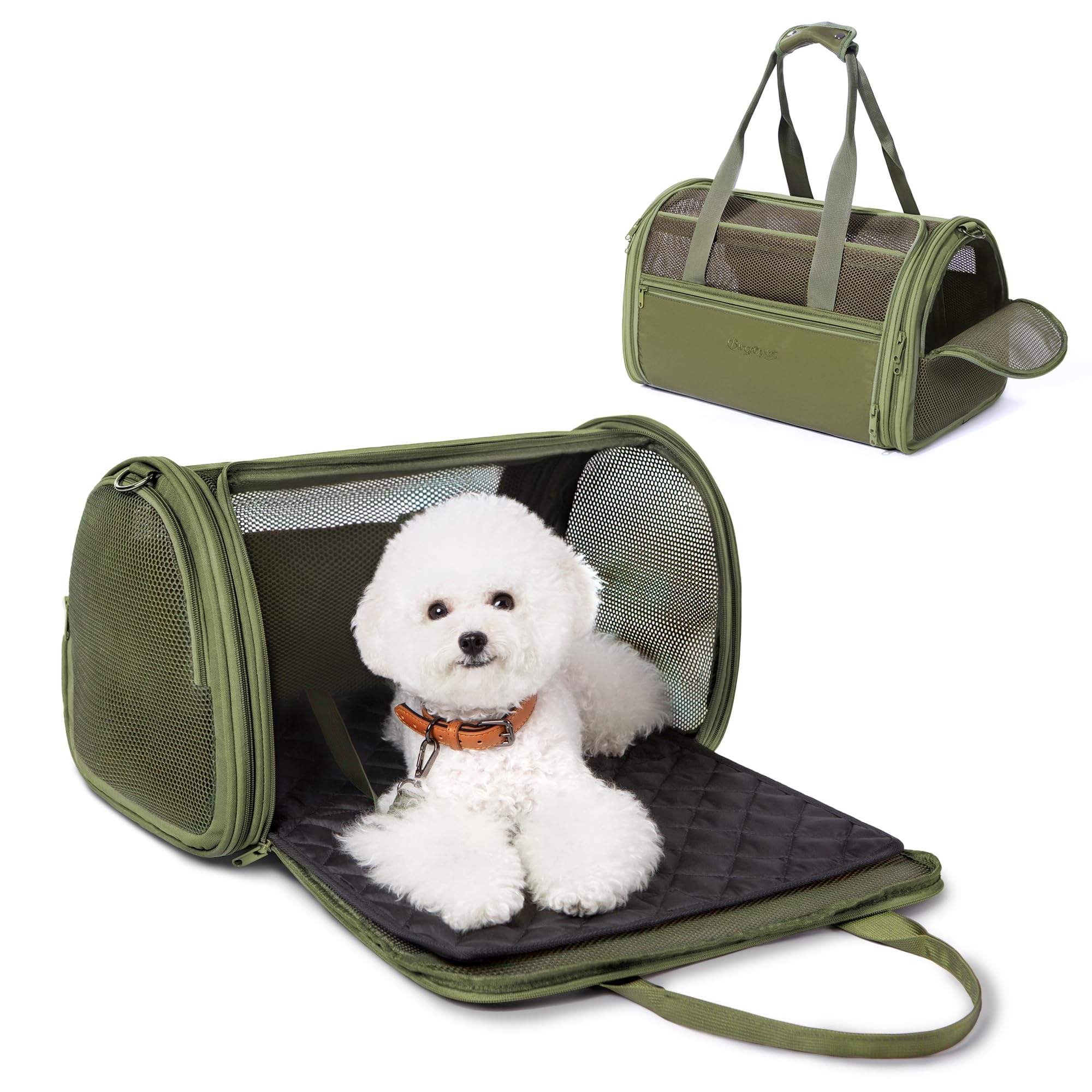 Photo 1 of BurgeonNest Side-Expandable Pet Travel Carrier by Airplane Approved Under Seat Carrier for Small Dogs and Cats, Lightweight Soft-Sided Puppy Carrier, 17.7x11x11 Inchs Up to 16lbs