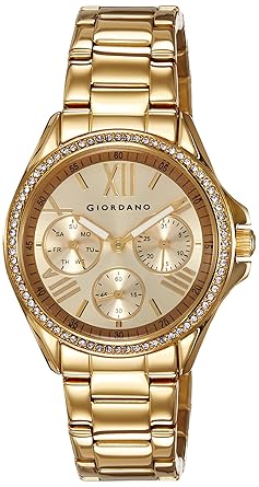Giordano Chronograph Gold Dial Womens Watch - GX2659-33