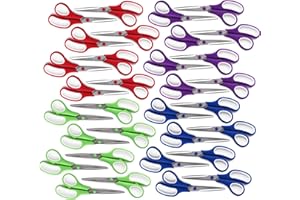 S & E TEACHER'S EDITION Multipurpose Scissors Set 8.5 Inch 32Pcs, Stainless Steel Sharp Blade, Comfort-Grip Handles for Office Supplies Craft Home School Classroom Class Older Kids Right Left Scissor