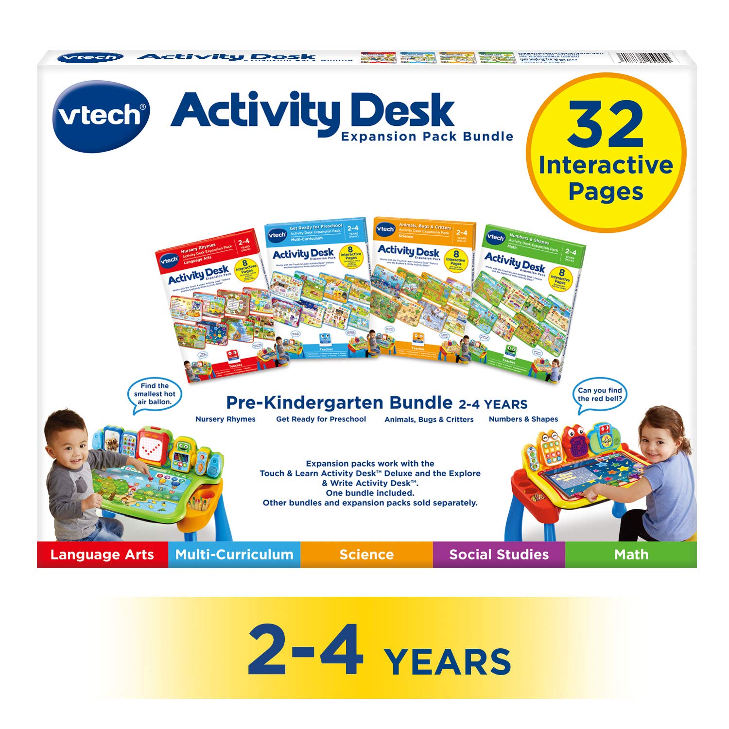 Vtech Activity Desk 4 In 1 Pre Kindergarten Expansion Pack Bundle For Age 2 4 - 