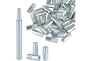 Sanbege 50 Pcs Drop in Anchors with 1 Pcs Hand Setting Tool, 1/4"-20 Female Thread Expansion Anchors for Concrete