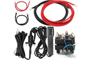 Torkettle 12V 250A Winch Solenoid Relay Contactor with Hand Corded Controller Control Kit and 4pcs Pre-Wires with lugs for ATV UTV 2000-5000lbs Winch