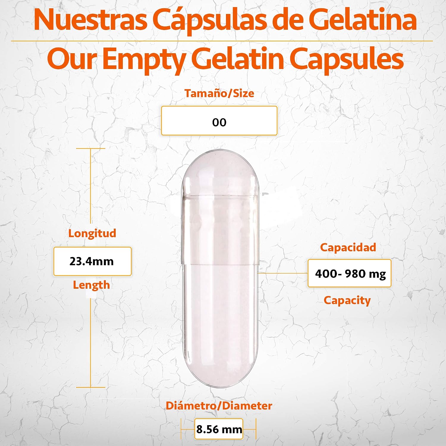 Snadi - 1000 Empty Gelatin Capsules, Transparent, 1000 count (Pack of 1) - Image 4