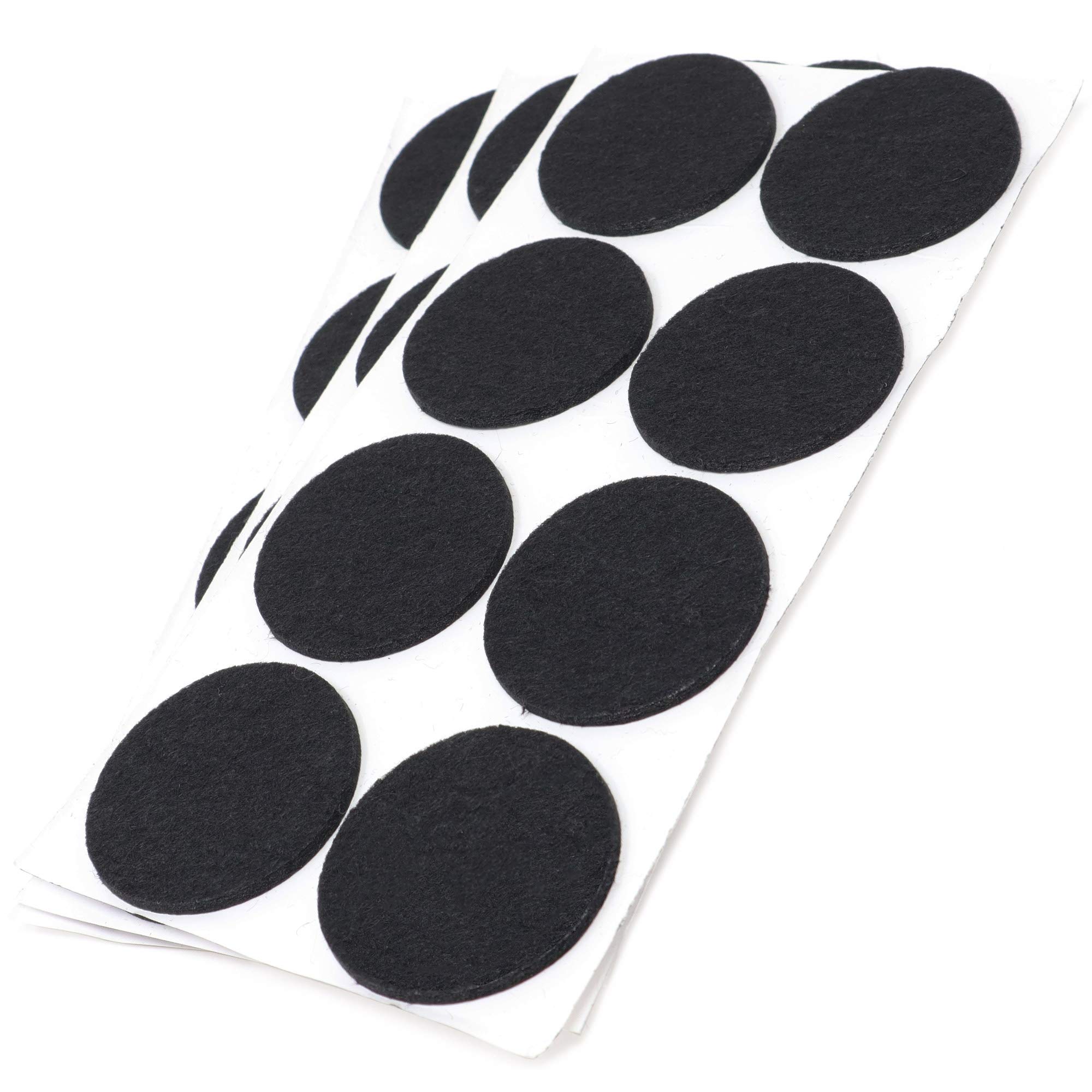 Adsamm® / 24 x self-adhesive felt pads/Black/ø 1.97'' (ø 50 mm) / round / 0.138'' / 3.5 mm thick stick-on furniture felt glides/Furniture & Chair Glides