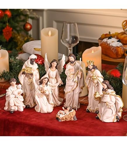 Nativity Scene Classic White and Silver Tone 11.41 Inches Resin
