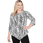 Puff Print Abstract Feather Top