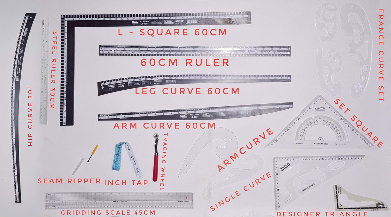 HIRDAY® Complete Fashion Designing Tailoring Scales Set of 15 Amazon