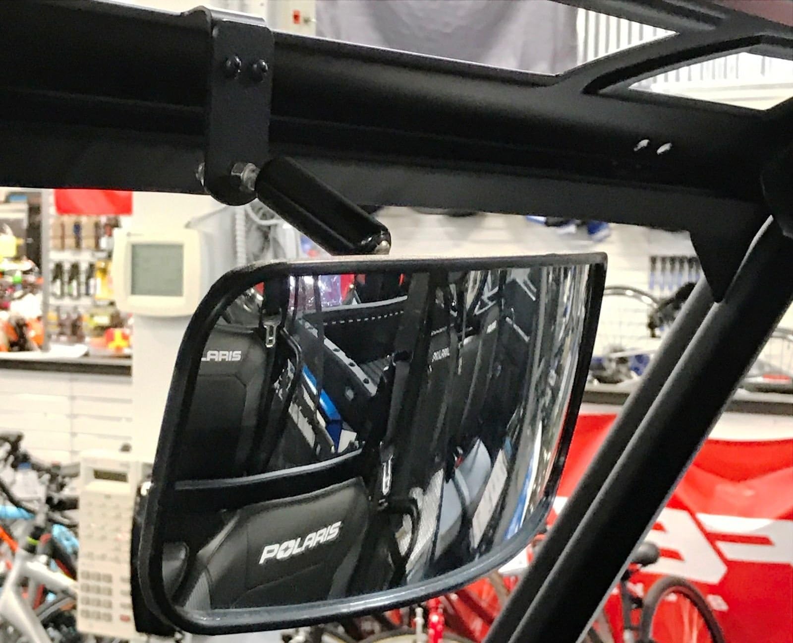 Maverick Advantage Deluxe Bolt ON Rear View Mirror 12" W x 4 1/2" T for 2016+ Polaris Ranger 1,000 (for Pro-Fit cage with Mirror Tab Pictured)