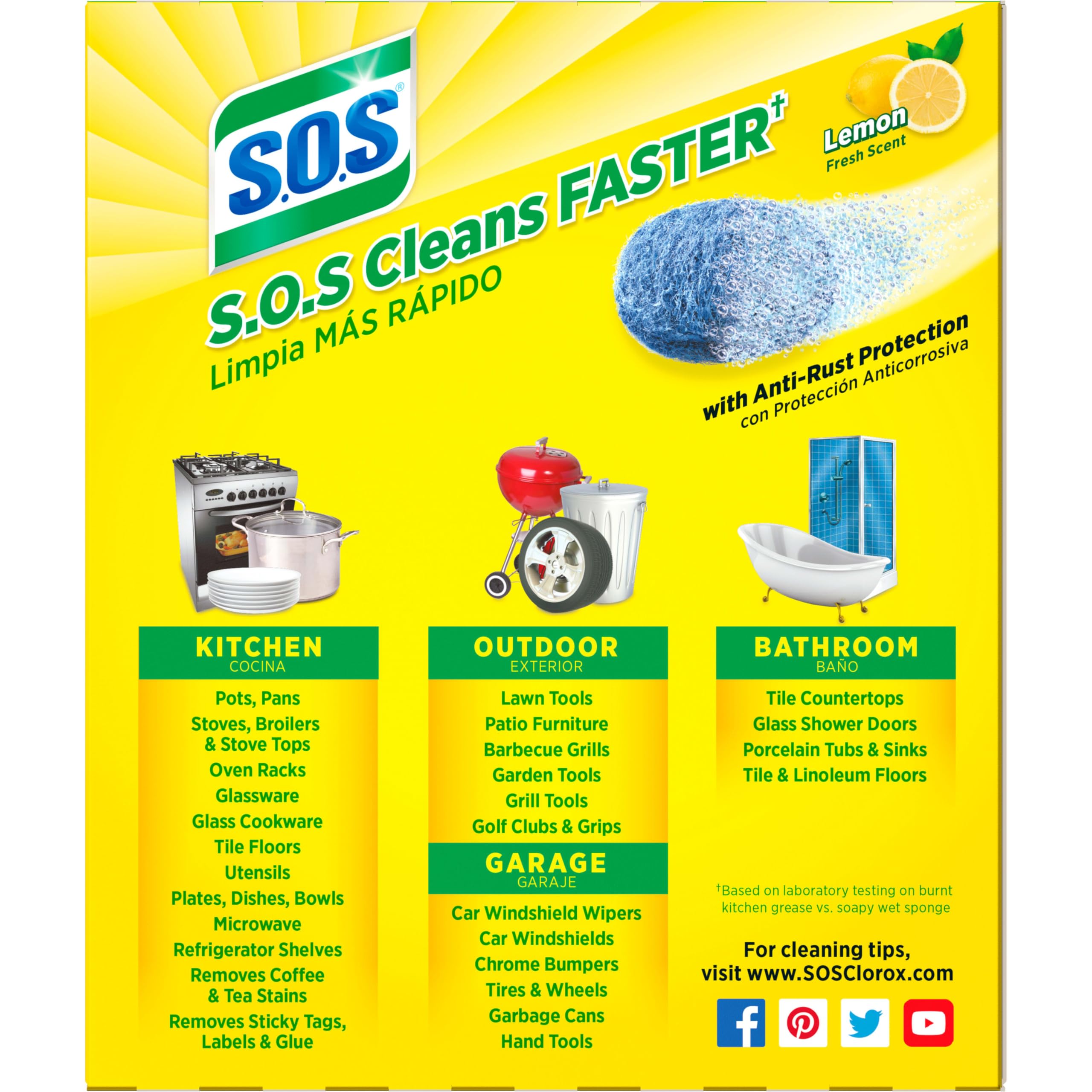 S.O.S Steel Wool Soap Pads, Lemon Fresh, 10 Count