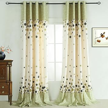Amazon Com Yellow Green Dots Curtains Drpaes Anady Top Brown