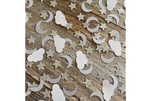 Twinkle Little Star Moon Cloud Paper Confetti-Double Side Table Paper Confetti Scatters Sequin for Over The Moon Theme Weddin
