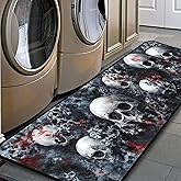 Skull Kitchen Floor Mat,17''x51'' Laundry Room Rug Runner,Floor Mat, Waterproof Runner for Laundry Room, Kitchen, Bathroom, and Mudroom