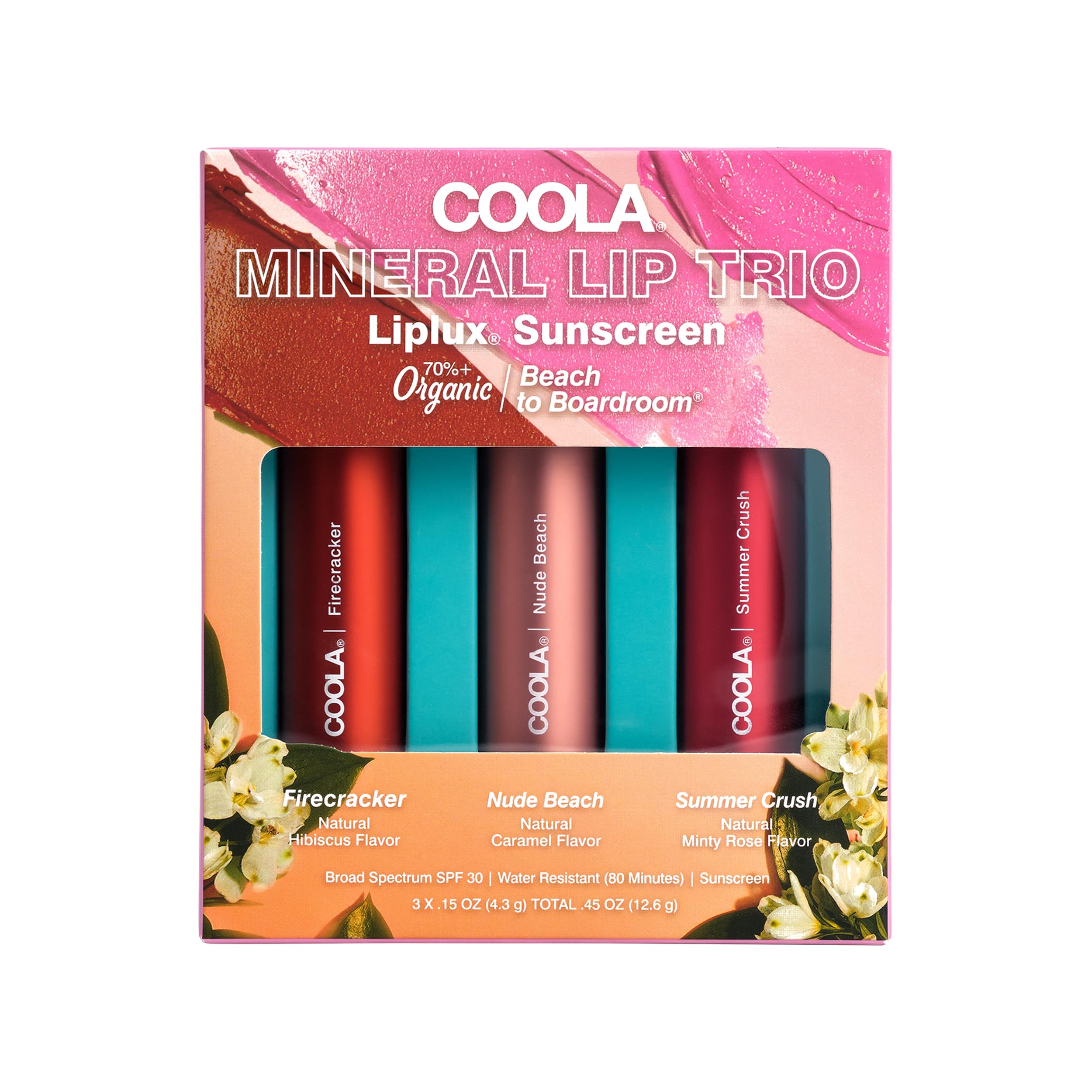 Photo 1 of COOLA Organic Tinted Lip Balm & Mineral Sunscreen with SPF 30, Dermatologist Tested Lip Care for Daily Protection, Vegan, Variety Pack, 0.15 Oz Each