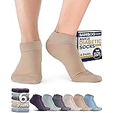 Pembrook Bamboo Viscose Ankle Diabetic Socks for Women and Men - 6 Pairs | Moisture-Wicking, Super Soft, Non Binding
