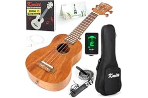 Kmise Soprano Ukulele Professional Mahogany Instrument 21 Inch Hawaiian Ukalalee for Beginner With Ukelele Starter Kit ( Free