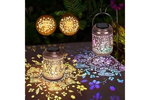 Uspring 3D Butterfly Solar Lanterns Gifts for Women Mom Grandma Birthday Gifts for Women Garden Decor Outdoor Lantern Waterproof Hanging Solar Lights with 3 Replaceable Bases Patio Porch Yard Decor