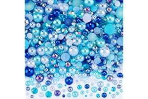 Kikonoke 3900+ Pcs Rhinestones and Pearls Kit, 2-10mm Flatback Gems for Nail Art, Tumbler Decoration, DIY Crafts, 8 Colors Mixed DIY Supplies (Blue)
