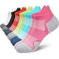PAPLUS 6 Pairs Ankle Compression Socks for Women, Cushioned Running Socks with Arch Support, Low Cut, Targeted Compression