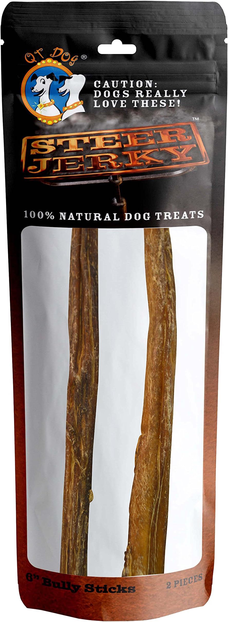 QT Dog 2 Piece 6 Premium Bully Sticks One Size