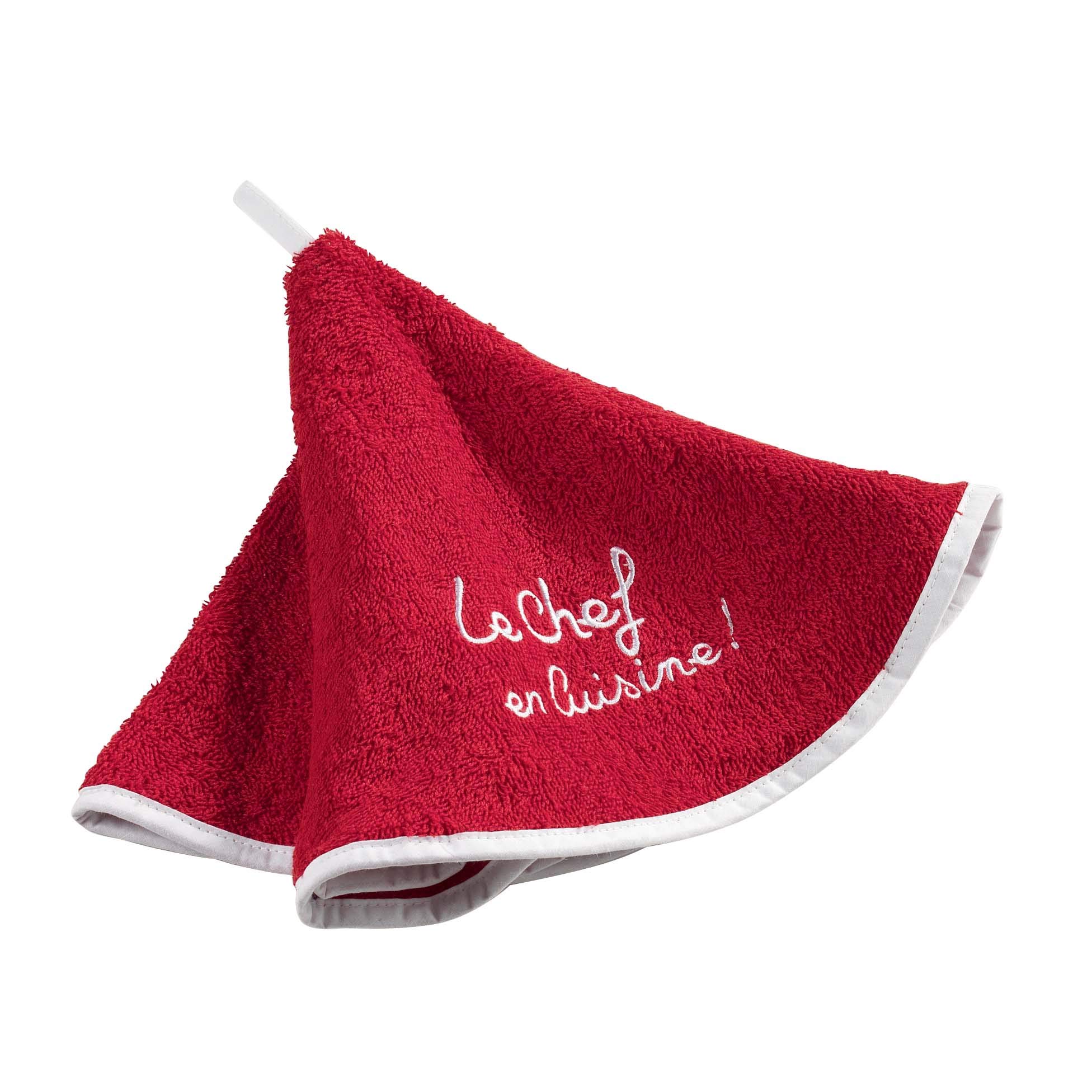 Douceur d'Intérieur, Cuistot Round Hand Towel Diameter 60 cm Red Embroidered Sponge — image 1