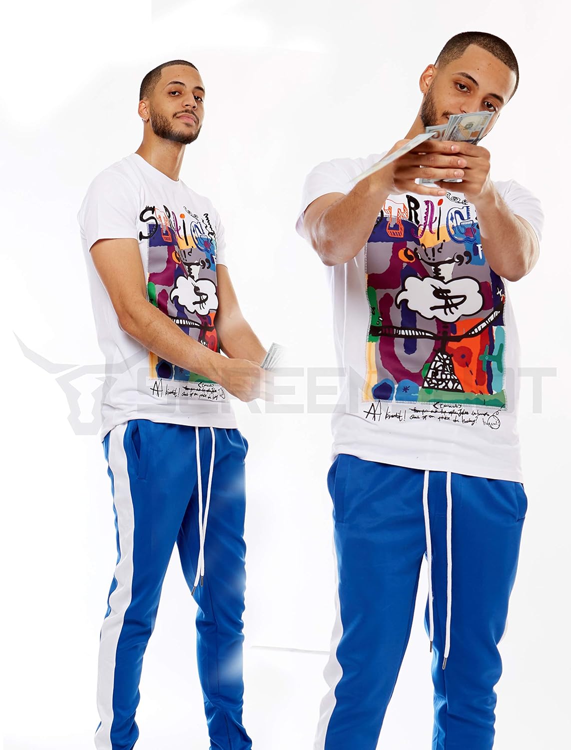 Screenshotbrand Mens Hip Hop Premium Slim Fit Track Pants - Athletic Jogger Bottom with Side Taping: Clothing