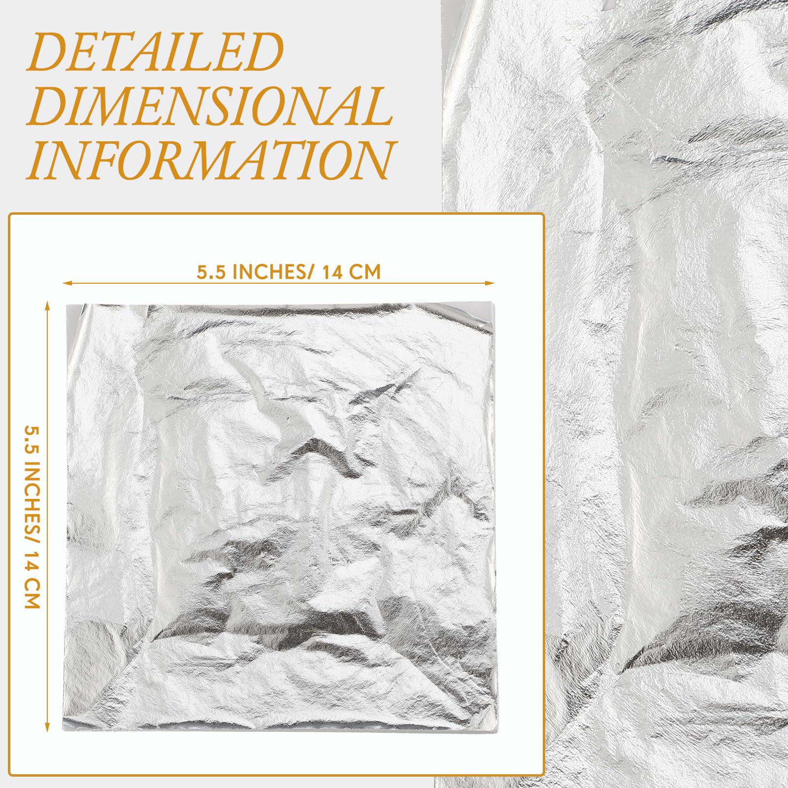 Qilery 500 Pcs Silver Leaf Sheets Gilding Thin Foil Paper for Crafts Imitation Metallic Silver Foil Flakes for Home Project Furniture Decoration Painting, 5.5 x 5.5 Inches