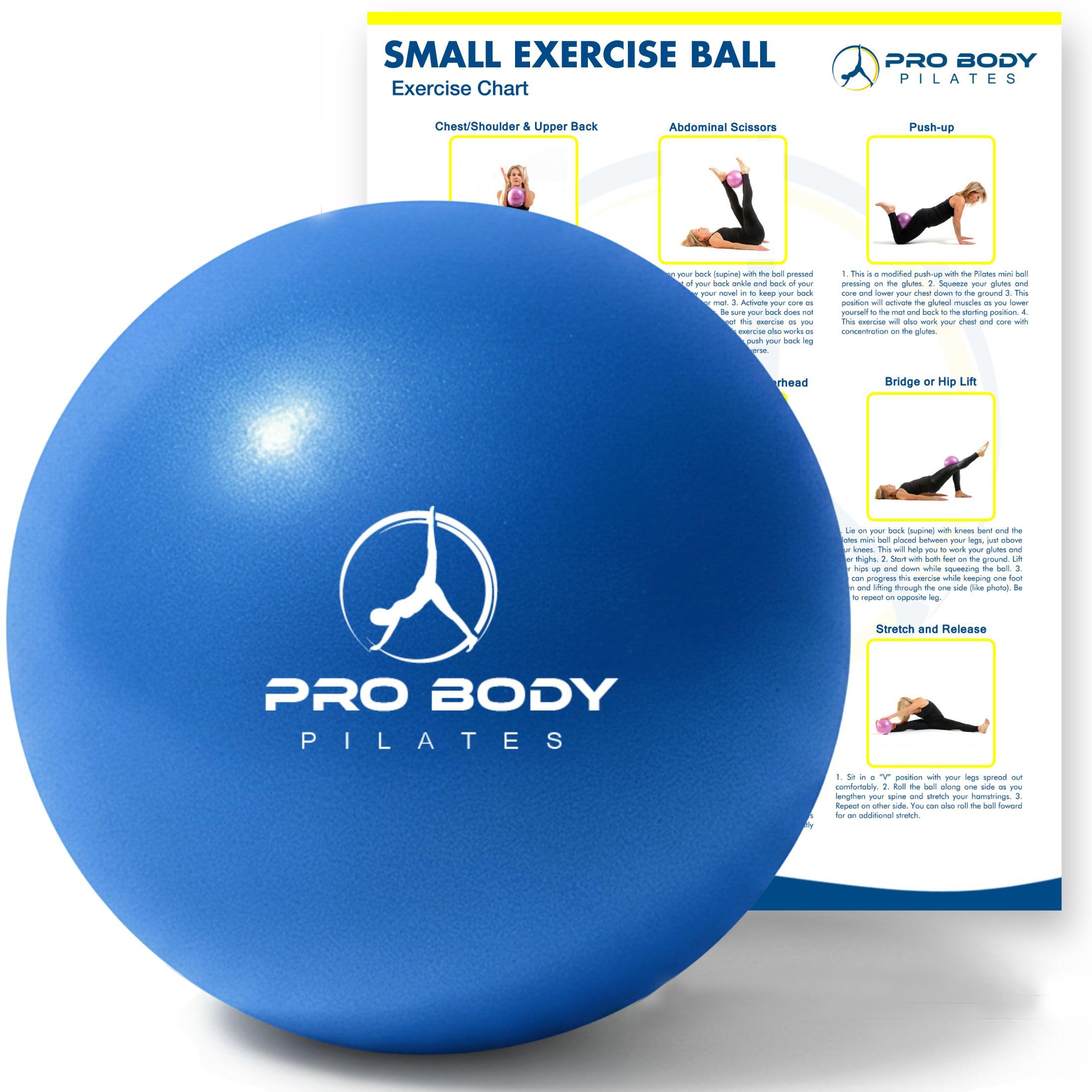 ProBody Pilates Small Exercise Ball, 9 Inch Mini Soft Yoga Ball for Stability, Barre, Ab, Core, Physio and Physical Therapy at Home Gym & Office (Blue)